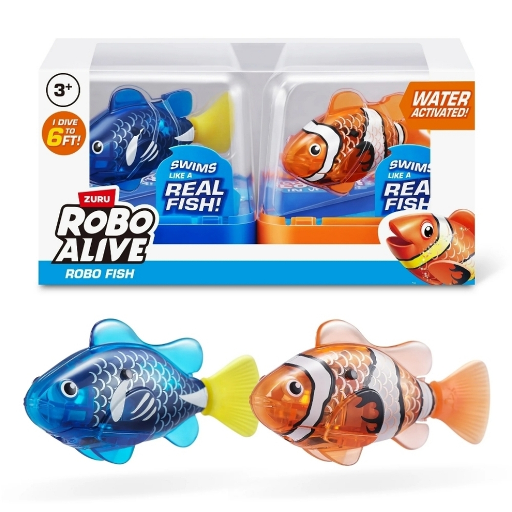Brand New. Robo Alive Little Fish Robotic Pet Figure by Zuru Blue & Orange